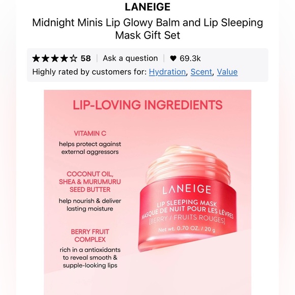 LANEIGE Midnight Minis Lip Glowy Balm and Lip Sleeping Mask Gift Set - Brand New - Picture 4 of 9